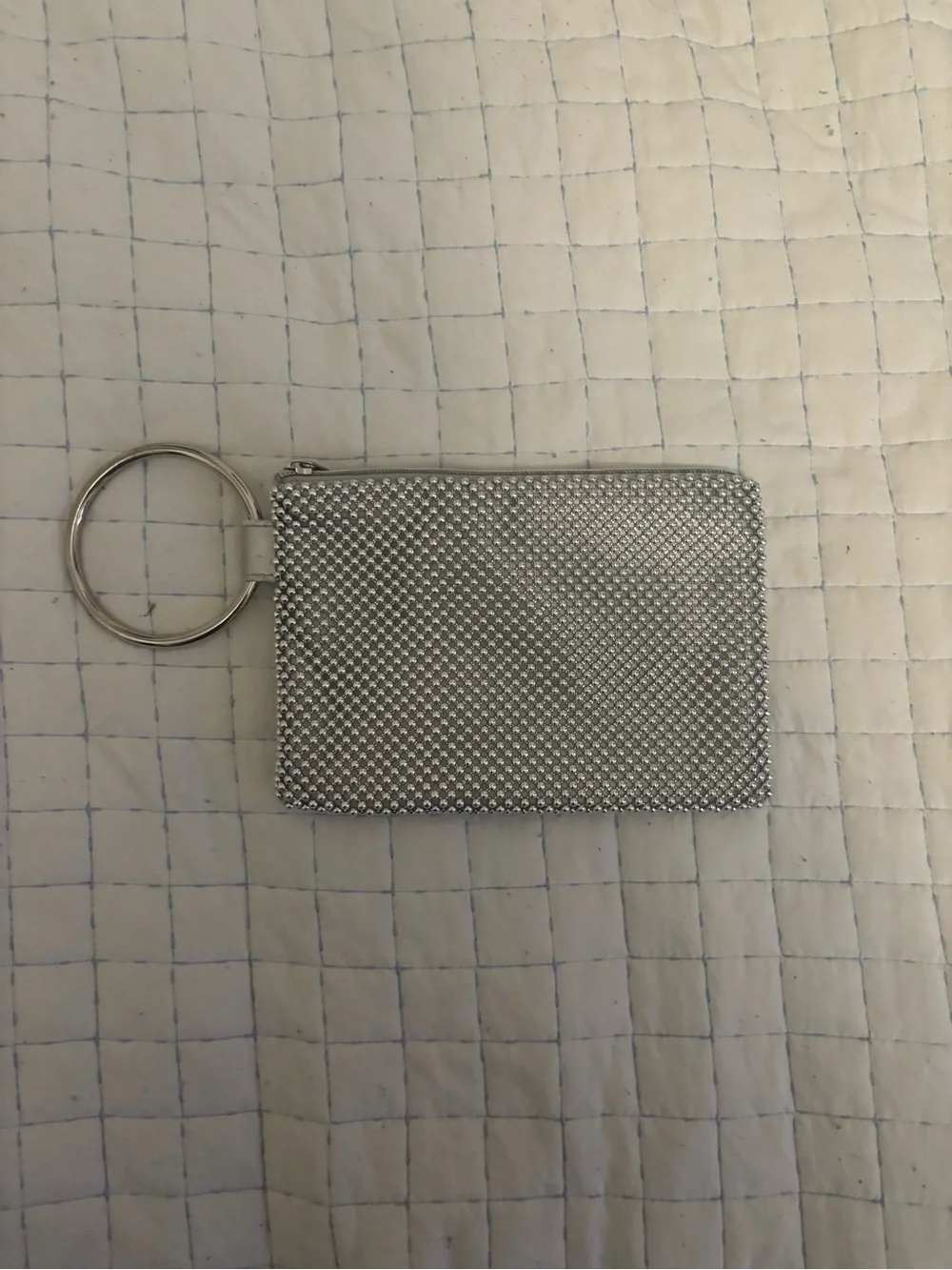 Silver Metallic Wristlet Key Pouch